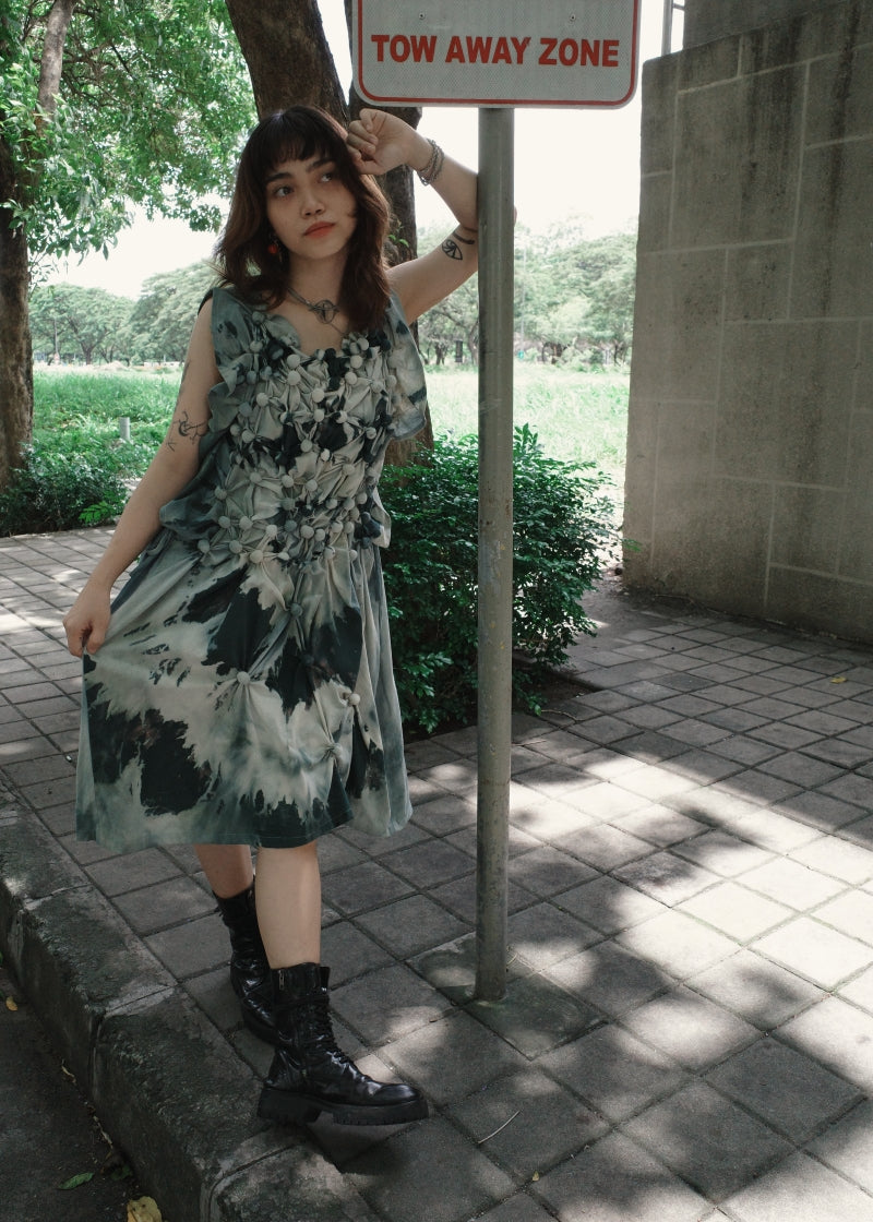 bubble dress - dyed, green
