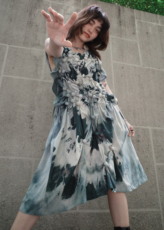 bubble dress - dyed, green