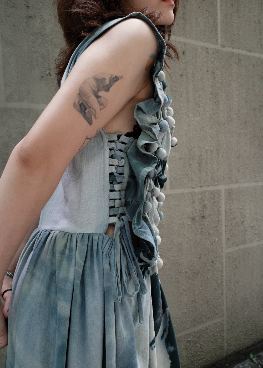 bubble dress - dyed, green