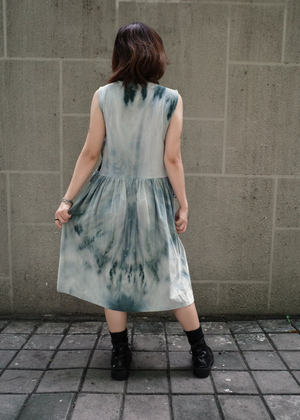 bubble dress - dyed, green