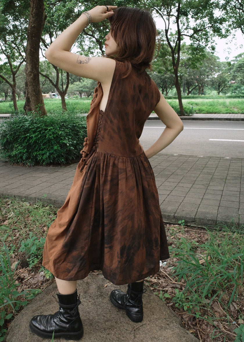 bubble dress - dyed, brown
