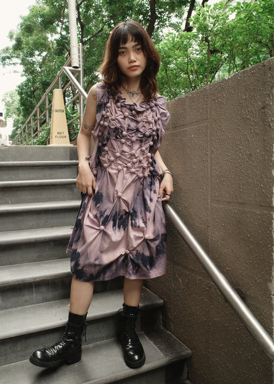 bubble dress - dyed, navy