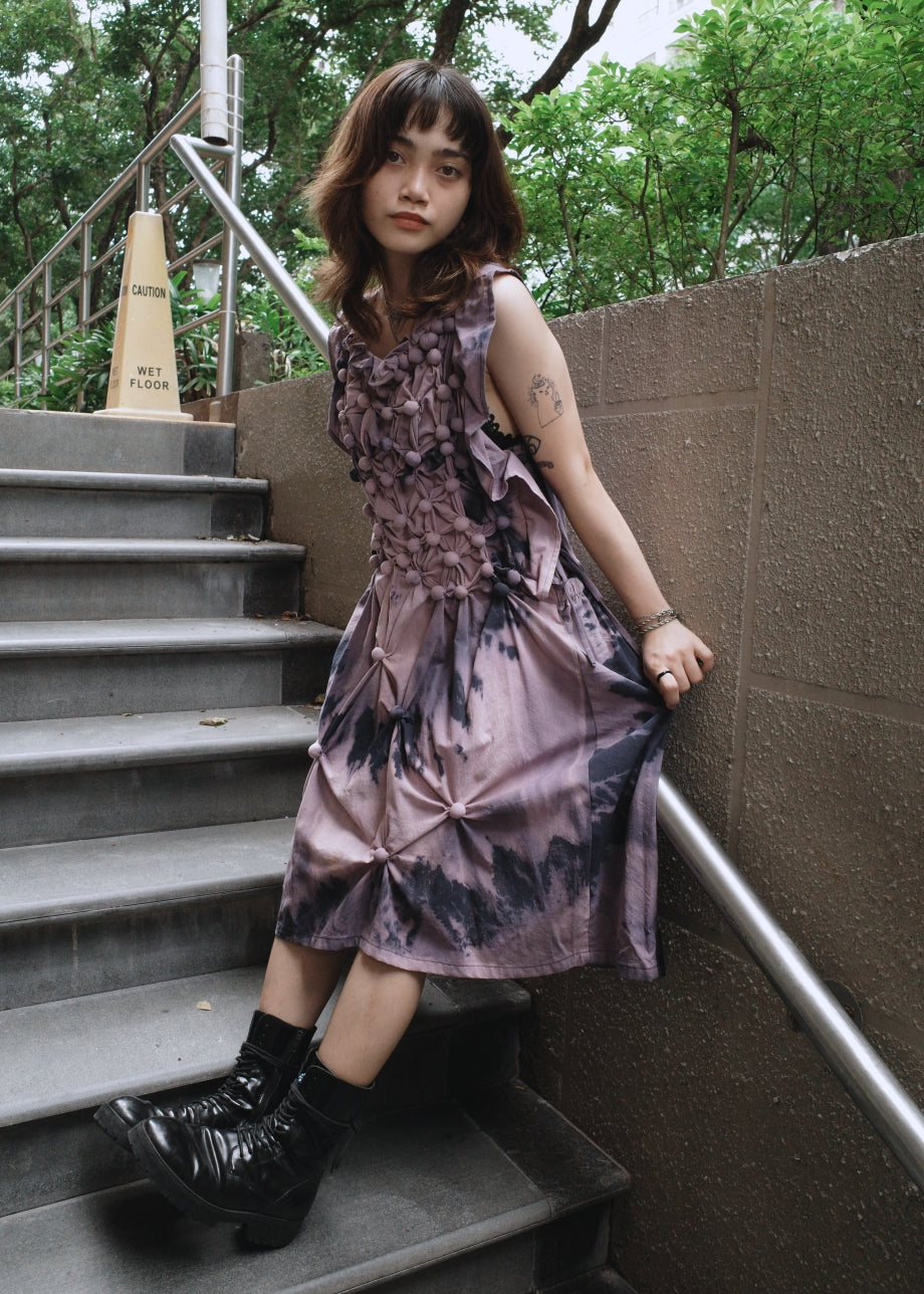 bubble dress - dyed, navy