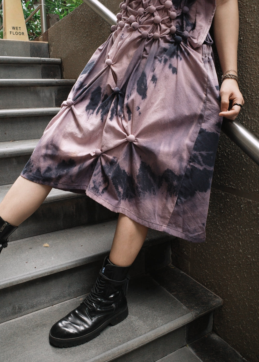bubble dress - dyed, navy