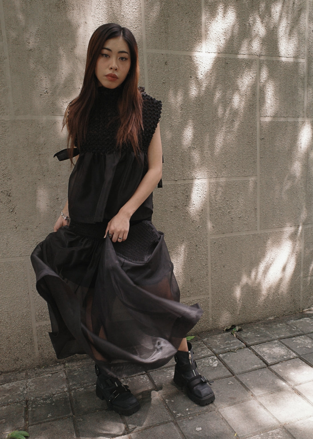 isa skirt - matte organdy, black
