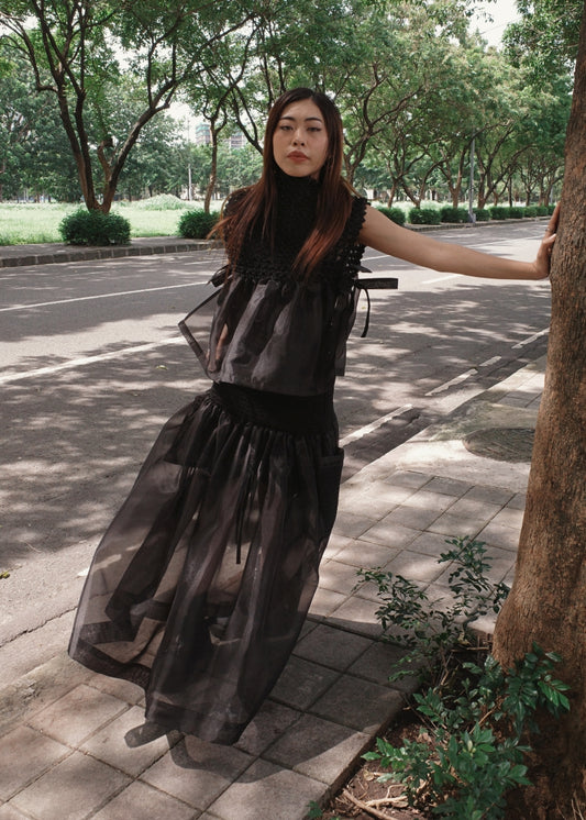 bloom bib top - matte organdy, black