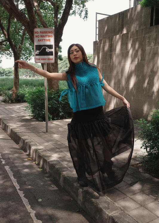 bloom bib top - matte organdy, aqua