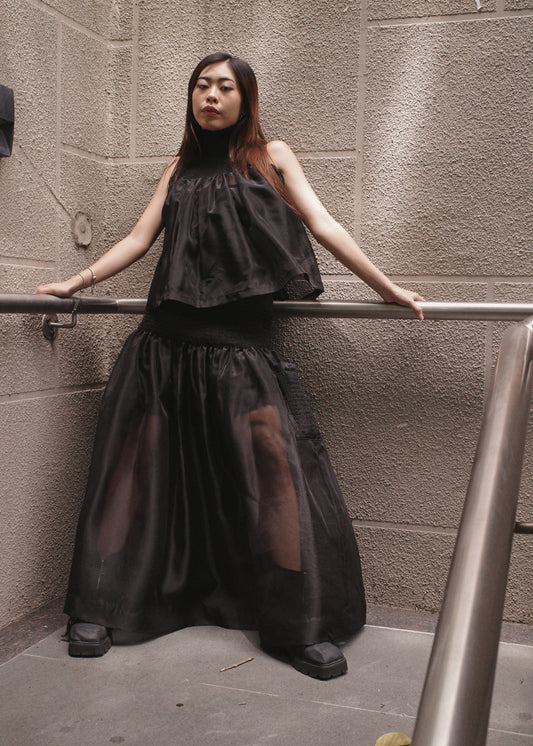 blaire longer top - matte organdy, black