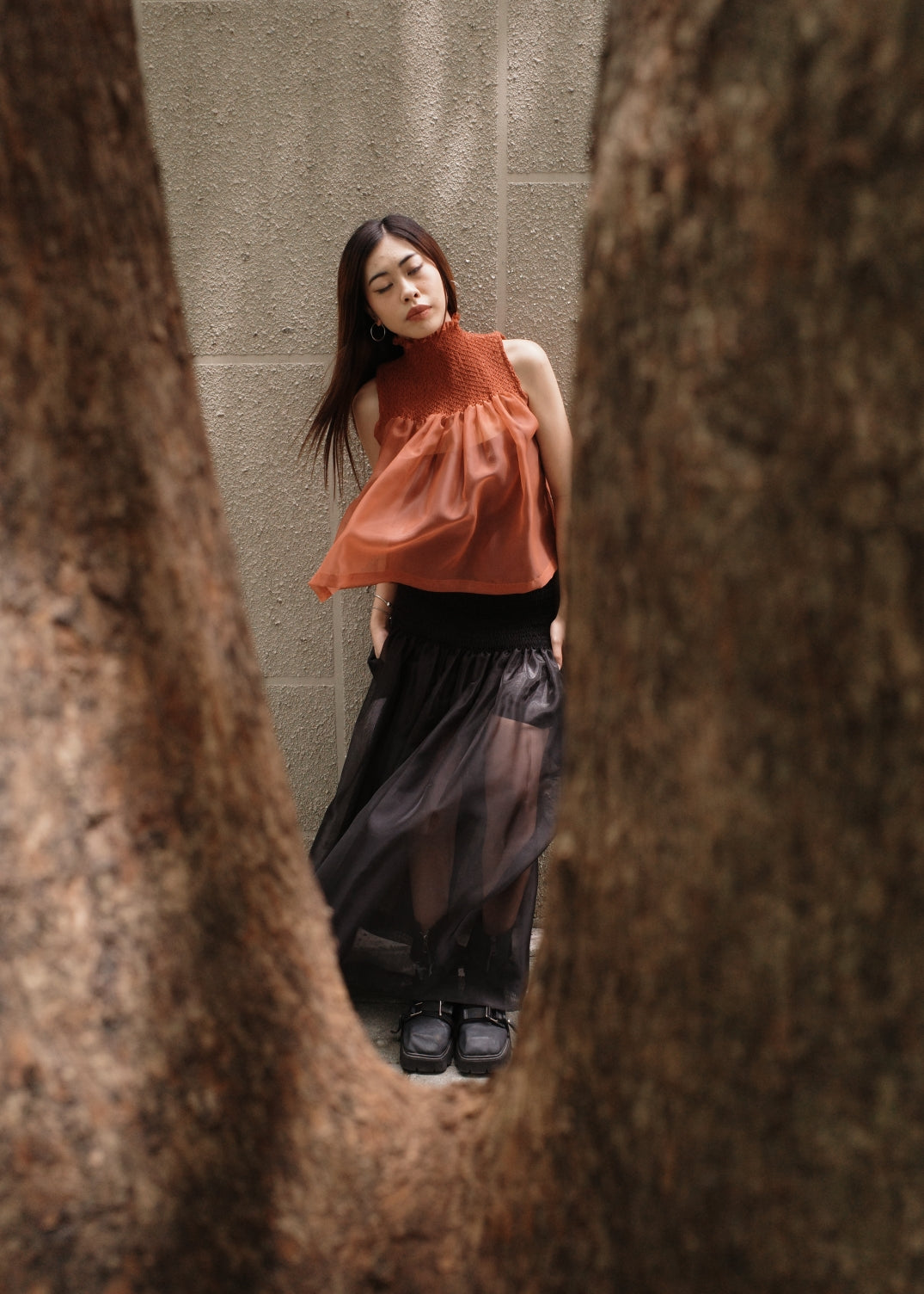blaire longer top - matte organdy, rust