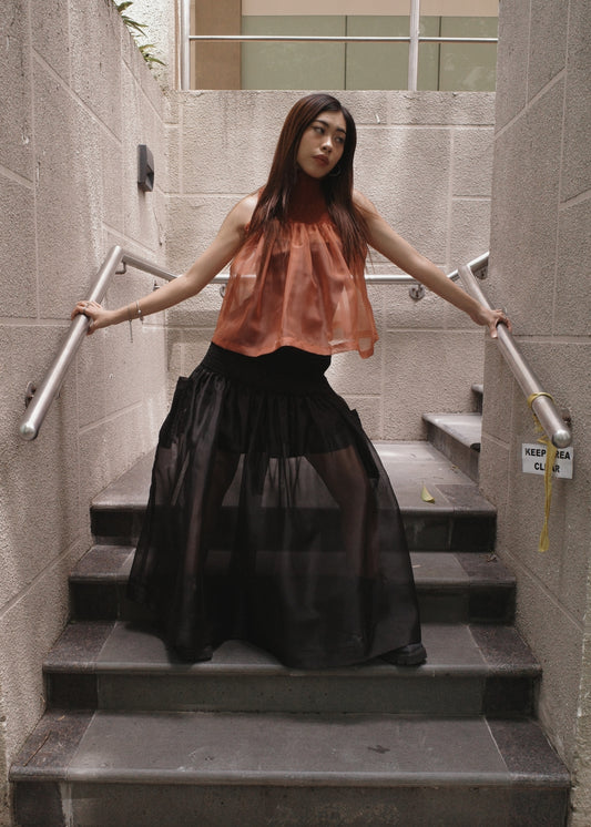 blaire longer top - matte organdy, rust