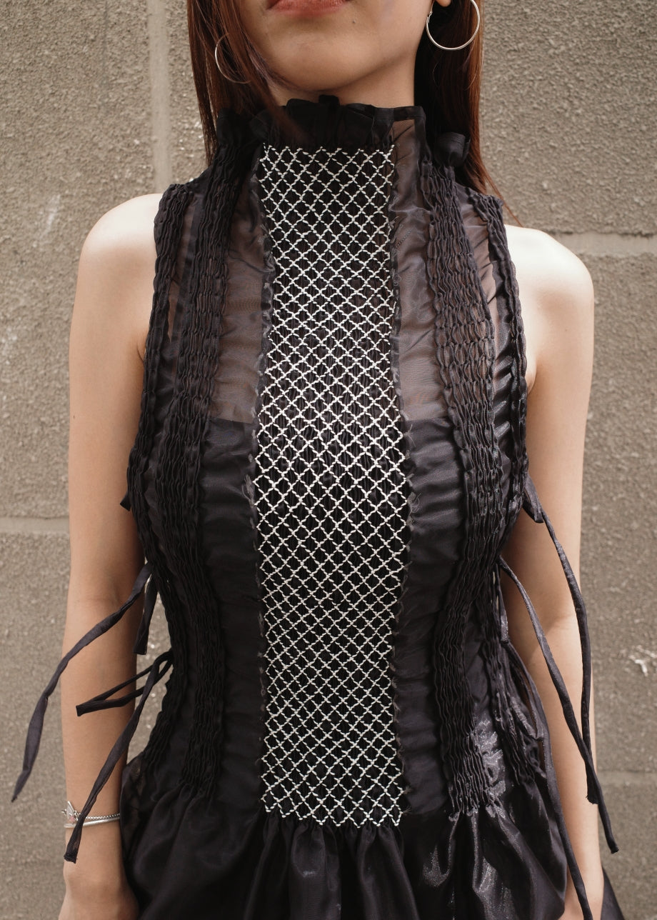 bighani bib dress - matte organdy, black