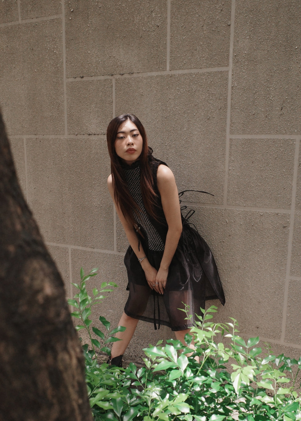 bighani bib dress - matte organdy, black