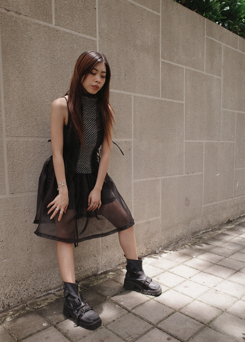 bighani bib dress - matte organdy, black