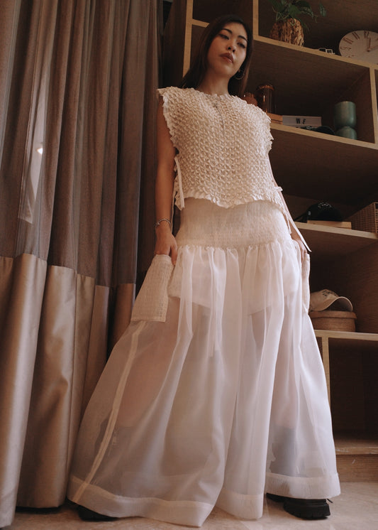 isa skirt - matte organdy, cream