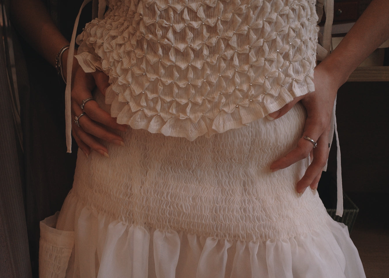 isa skirt - matte organdy, cream