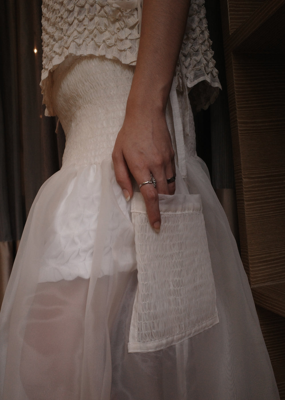 isa skirt - matte organdy, cream