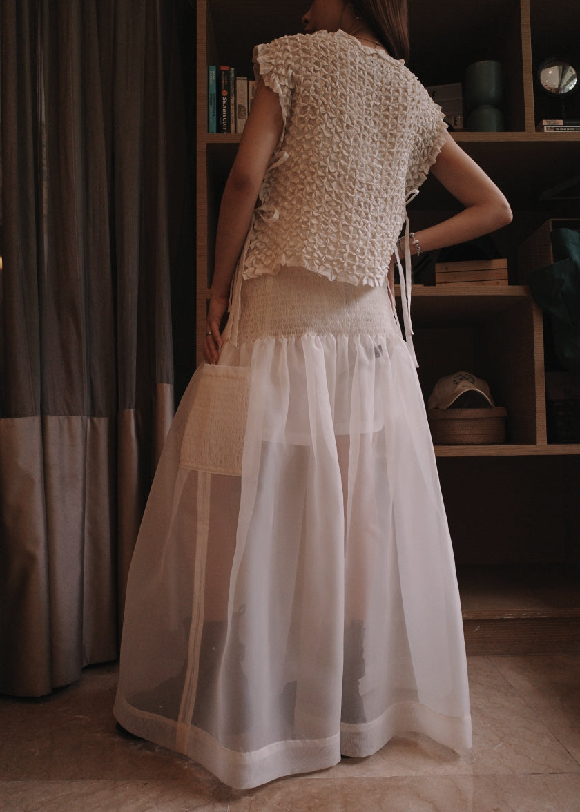 isa skirt - matte organdy, cream