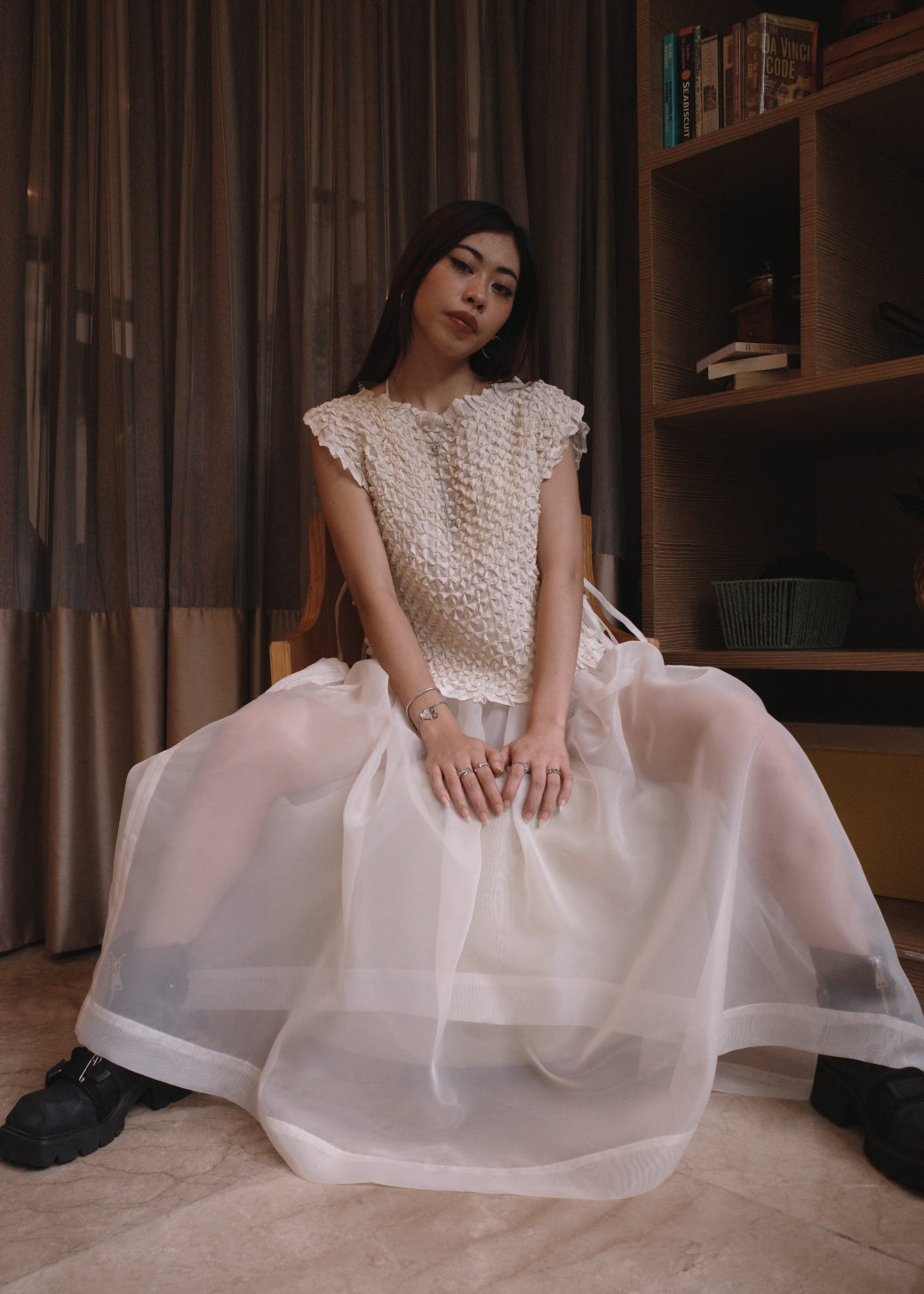 isa skirt - matte organdy, cream