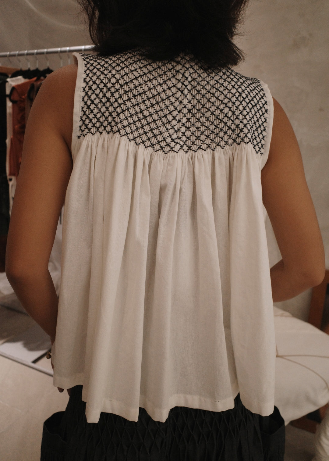 blaire longer top - stonewashed linen, white