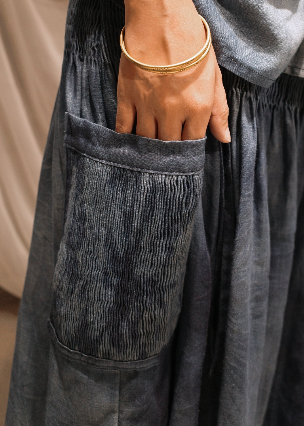isa culottes - pure linen, navy blue