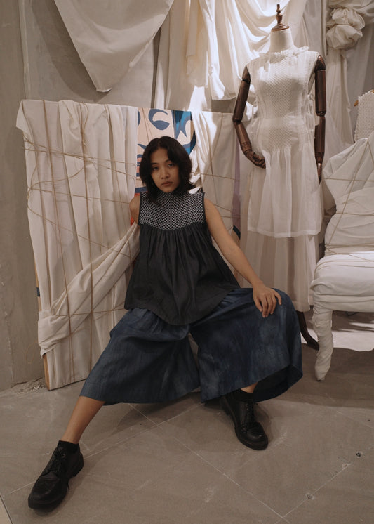 blaire longer top - soft maong, navy blue