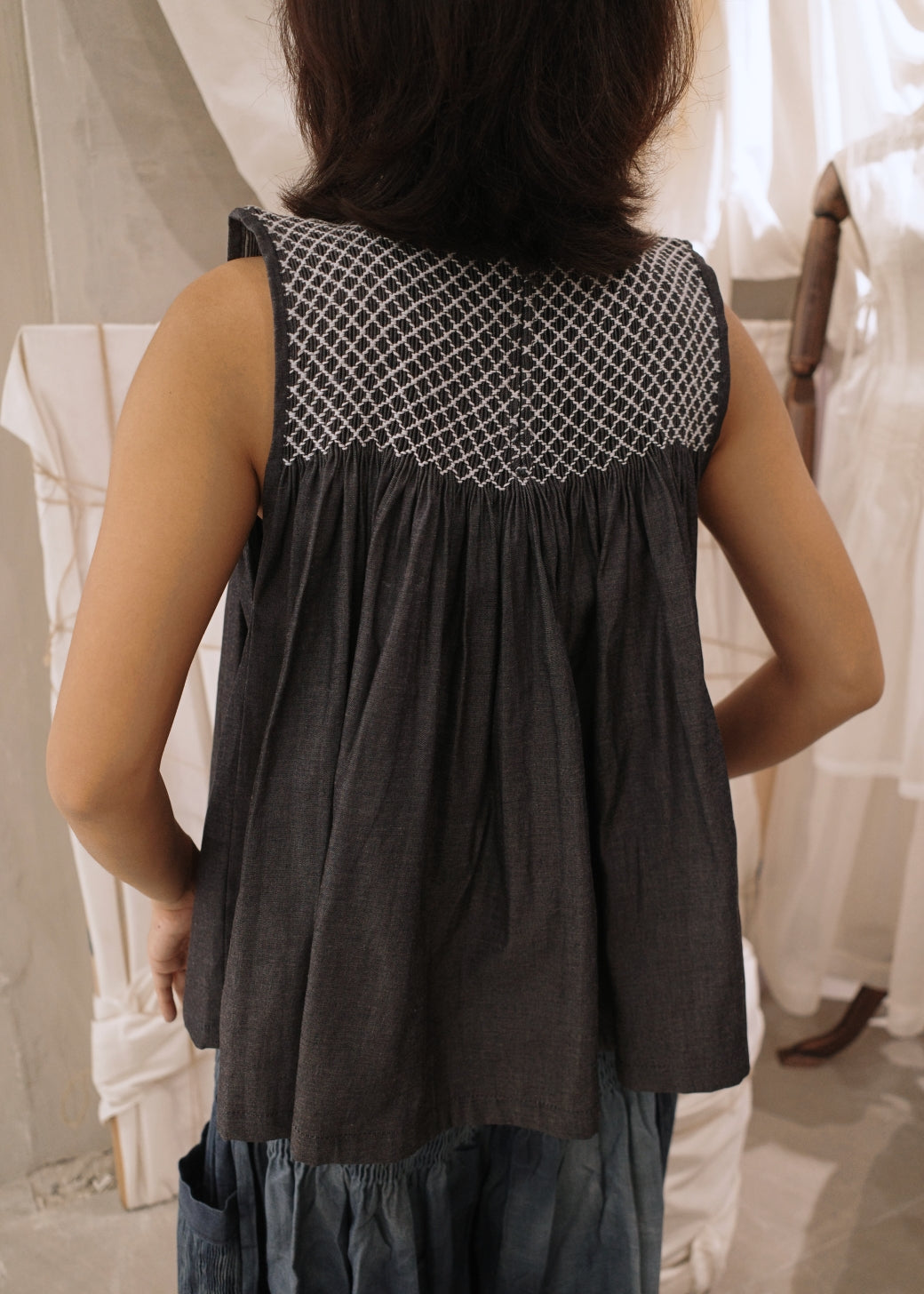 blaire longer top - soft maong, navy blue