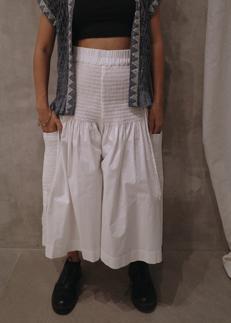 isa culottes - pure linen, white