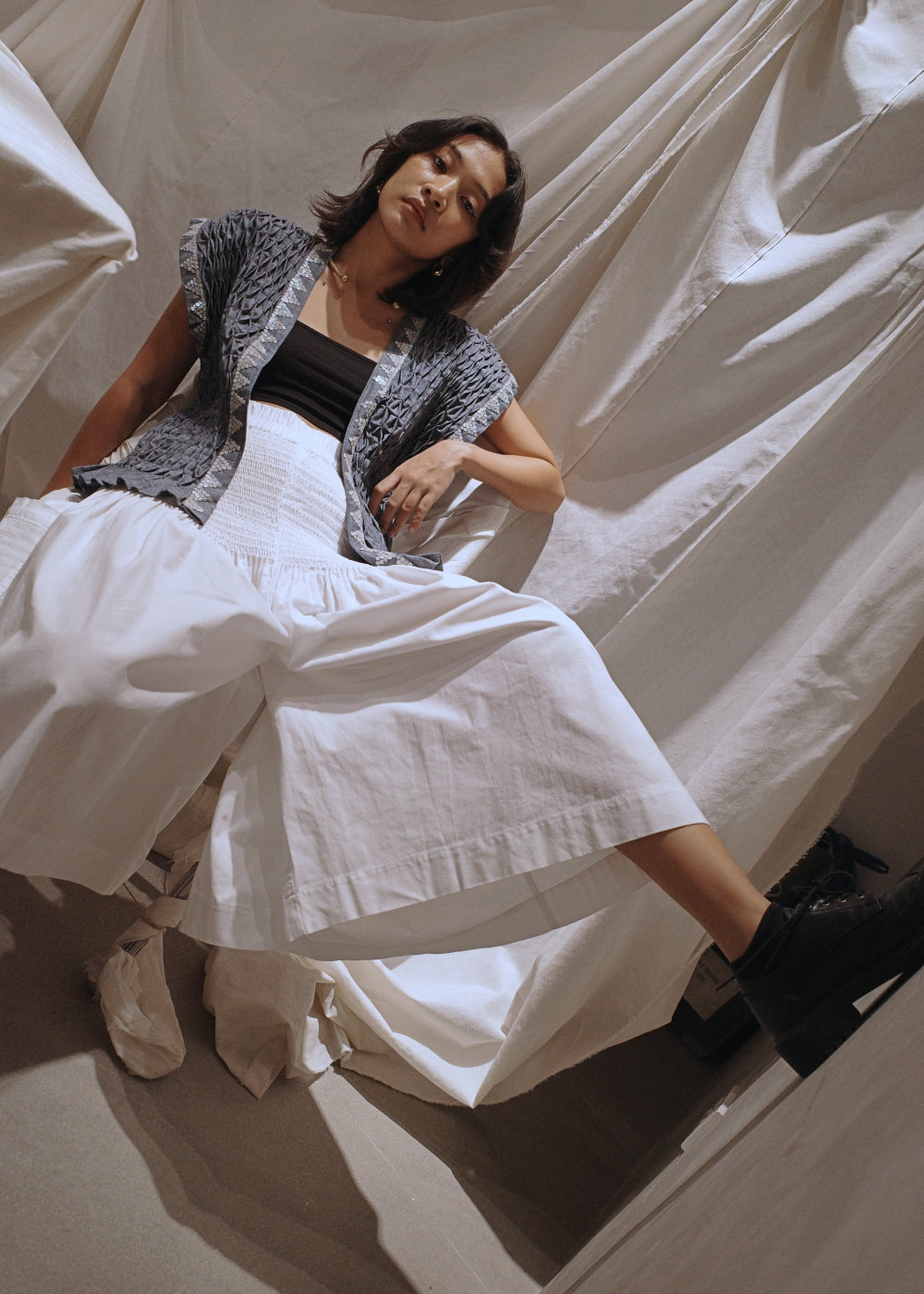 isa culottes - pure linen, white