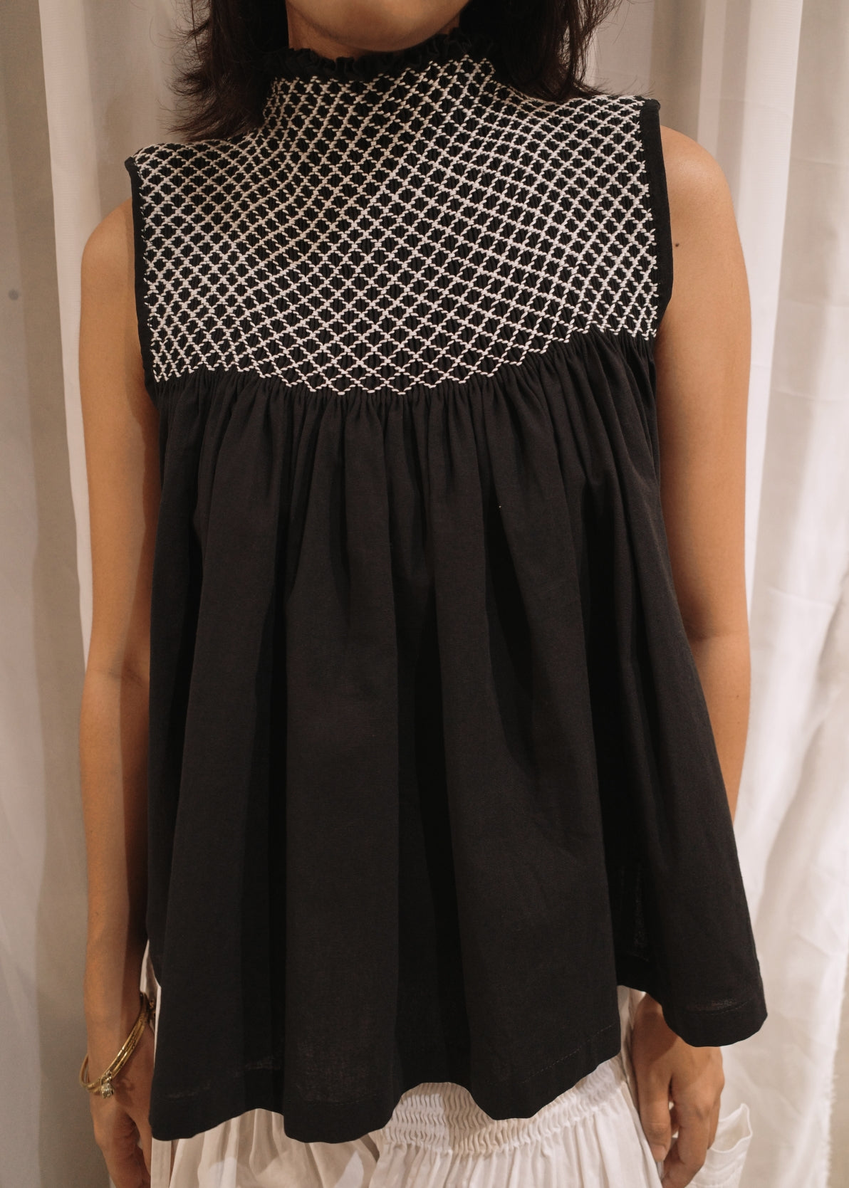 blaire longer top - stonewashed linen, black