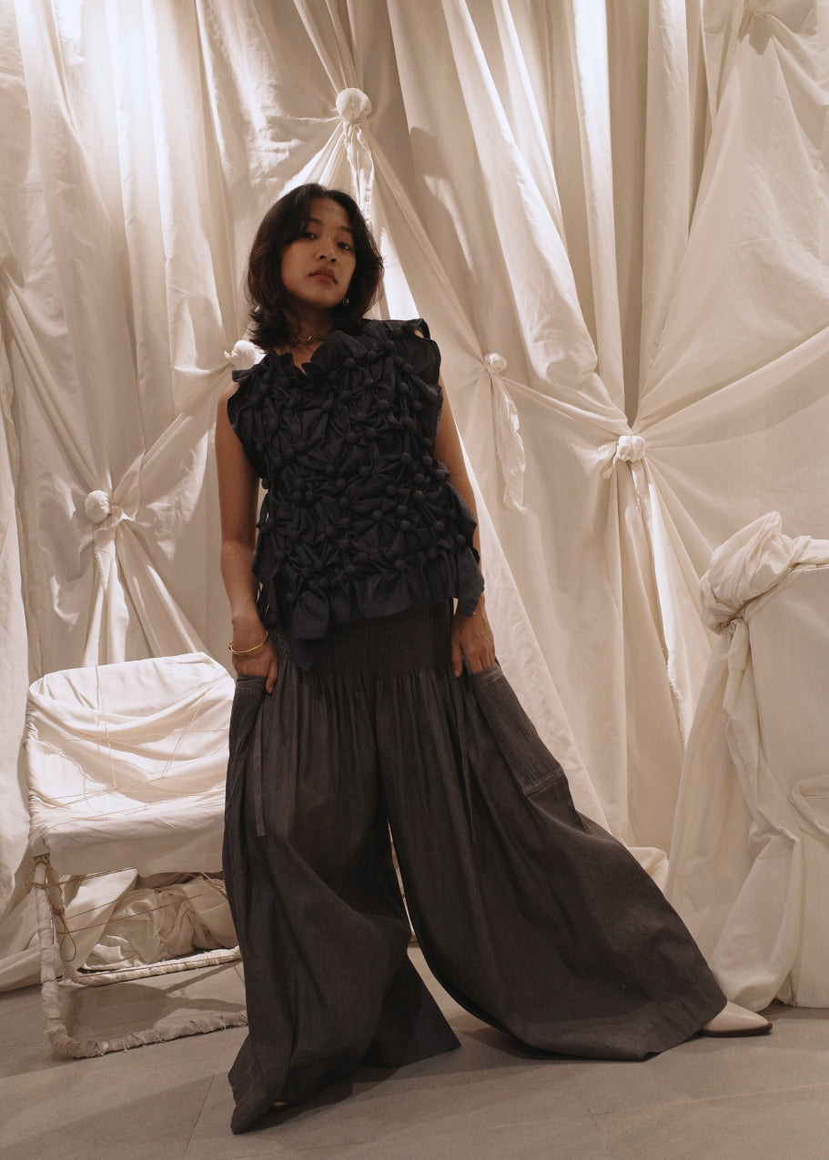 bubble bib top - soft maong navy blue