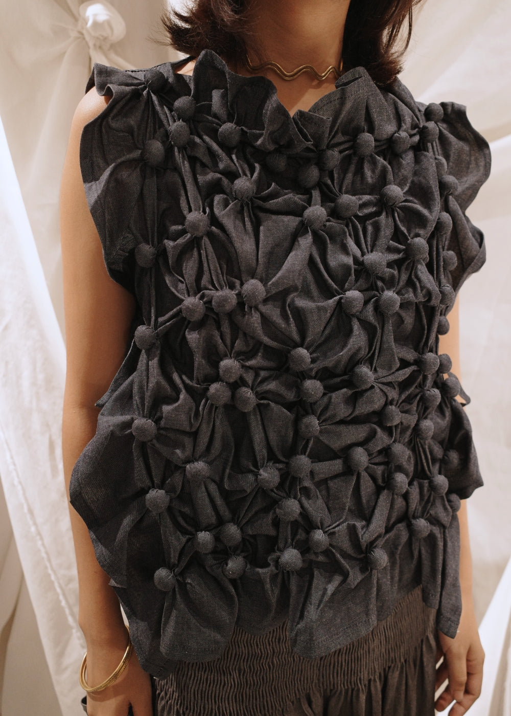 bubble bib top - soft maong navy blue