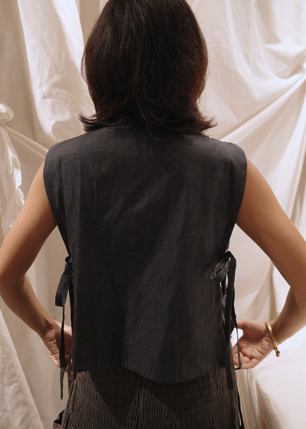 bubble bib top - soft maong navy blue