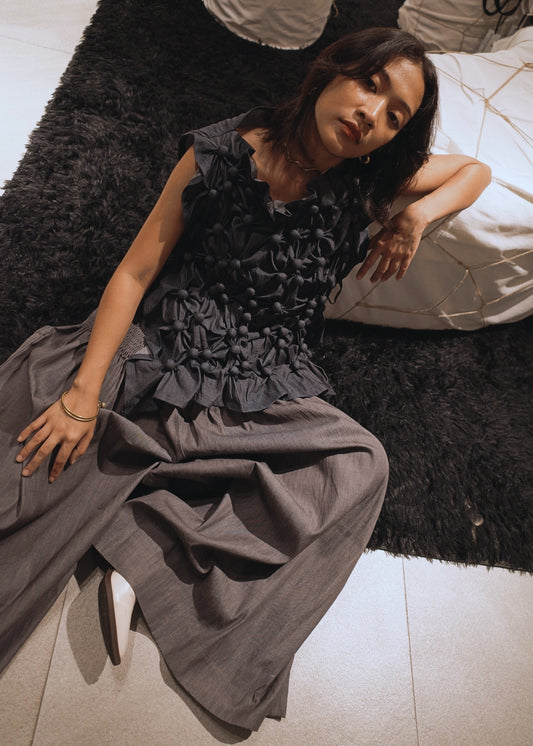 bubble bib top - soft maong navy blue