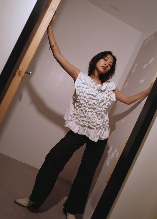 bubble shirt - pure linen, white