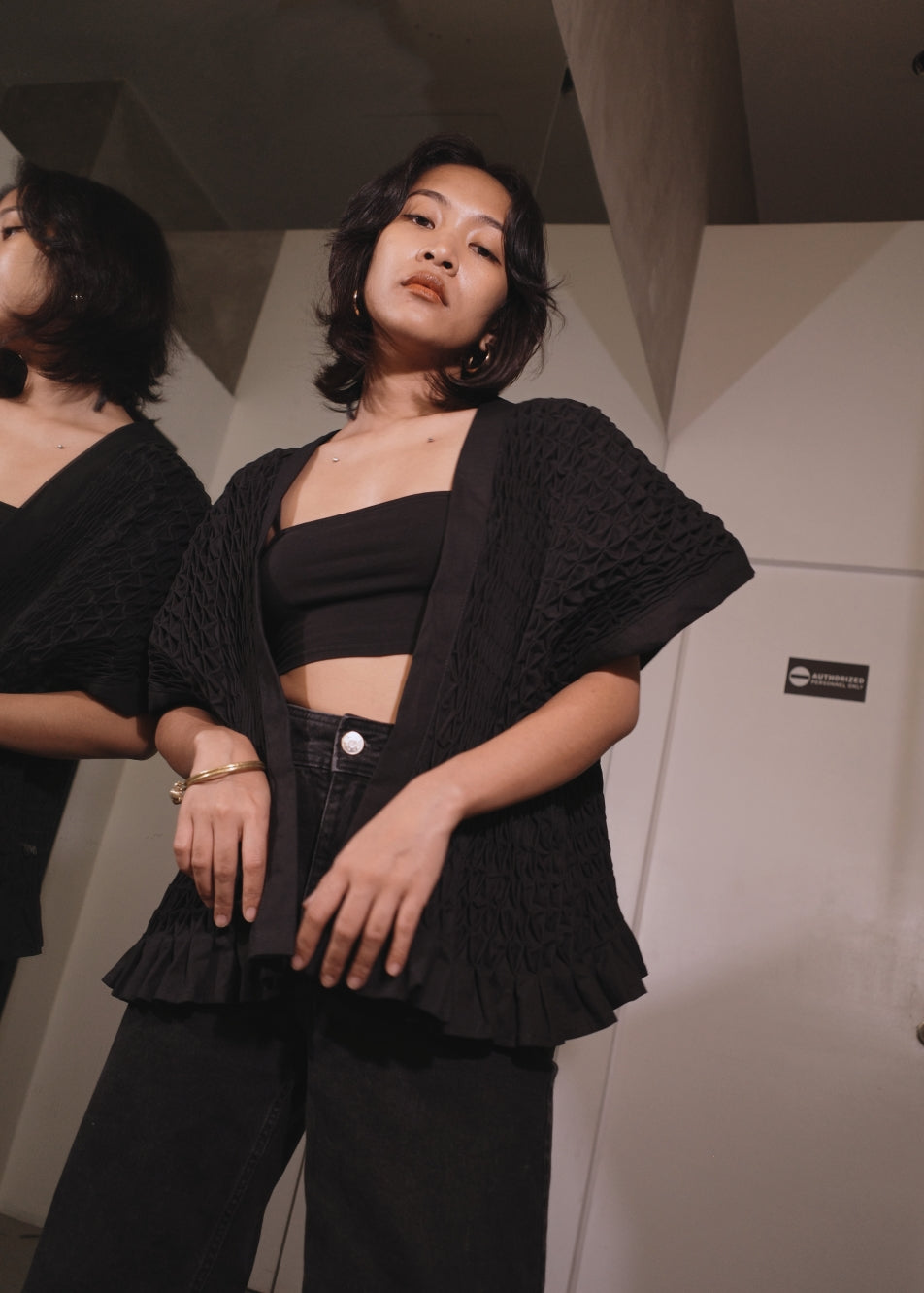 ruri kimono - stretch linen, black