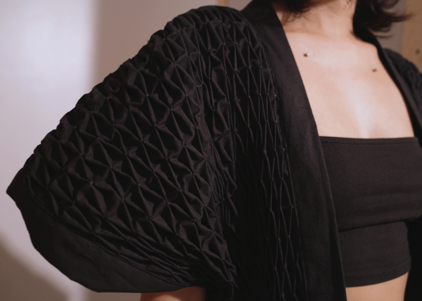 ruri kimono - stretch linen, black