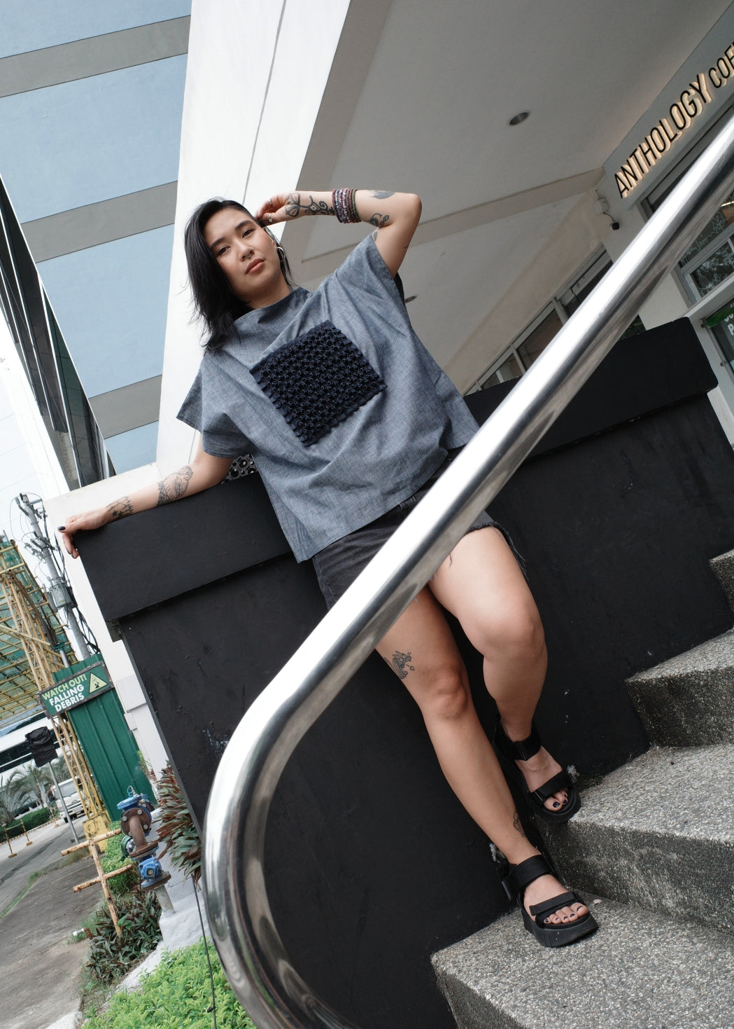 mithi blouse - blue chambray