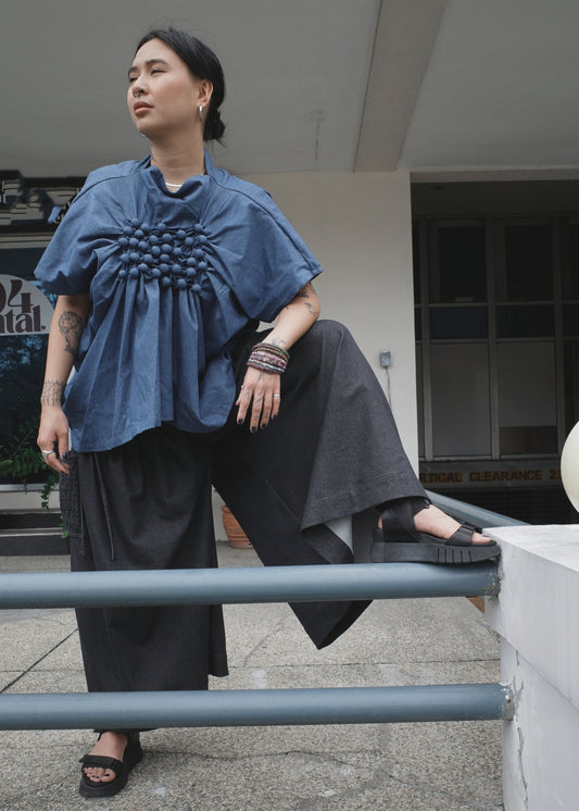 lorina blouse - blue denim