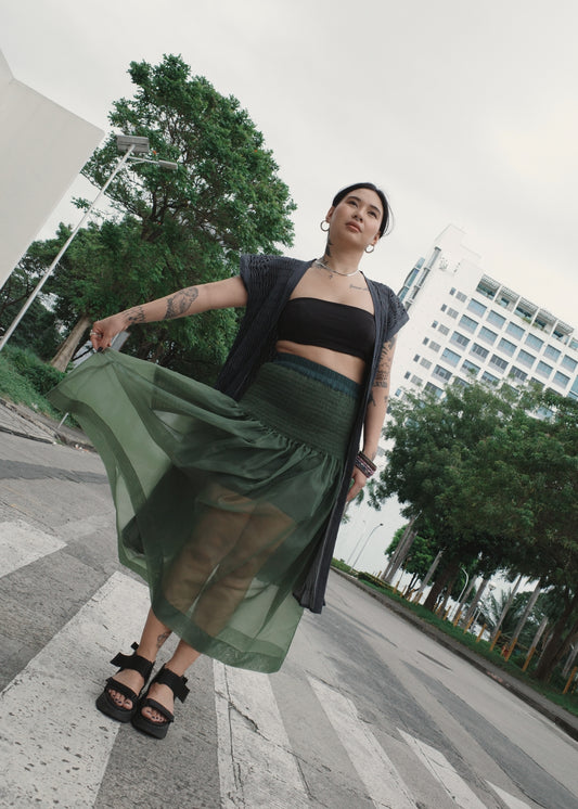 isa skirt - matte organdy, green
