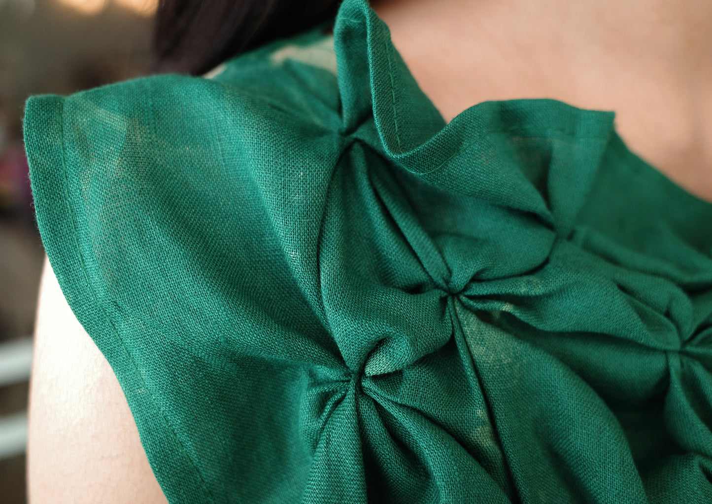 pucker bib top - dyed green