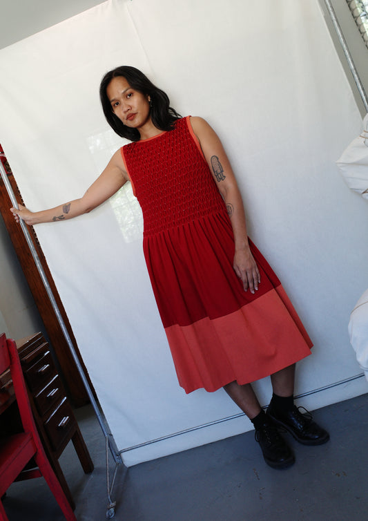 valerie dress - maroon + rust