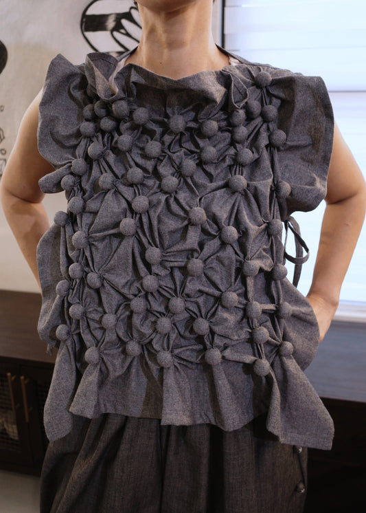 bubble bib top - chambray