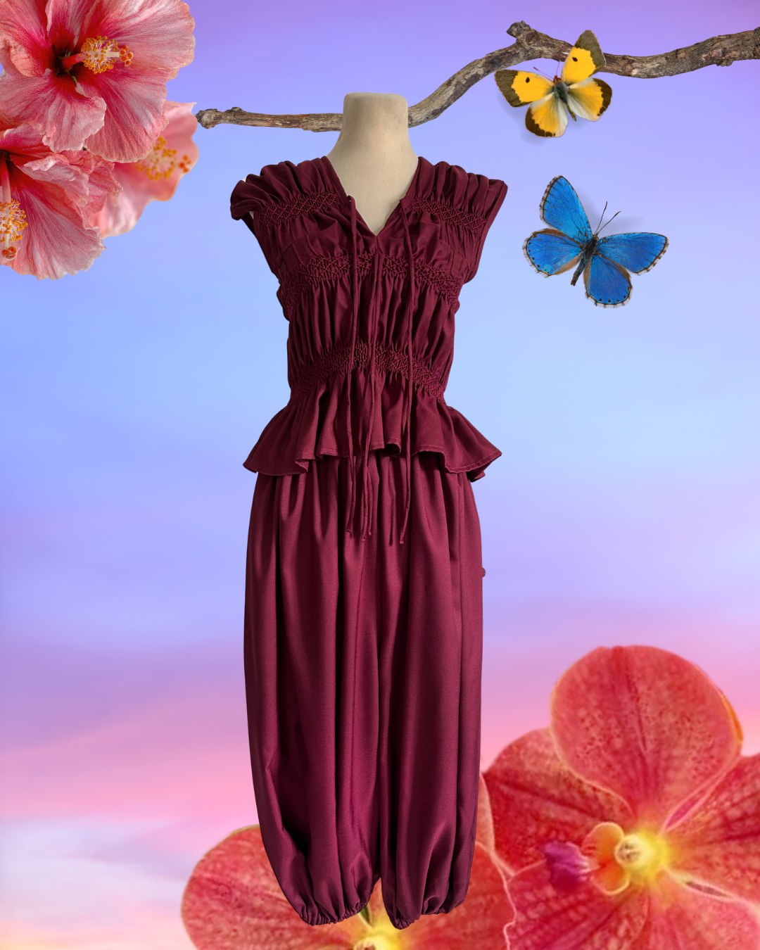 sansa top - burgundy