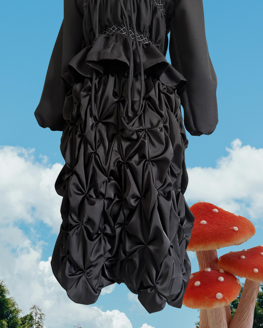 pucker skirt - midi, black