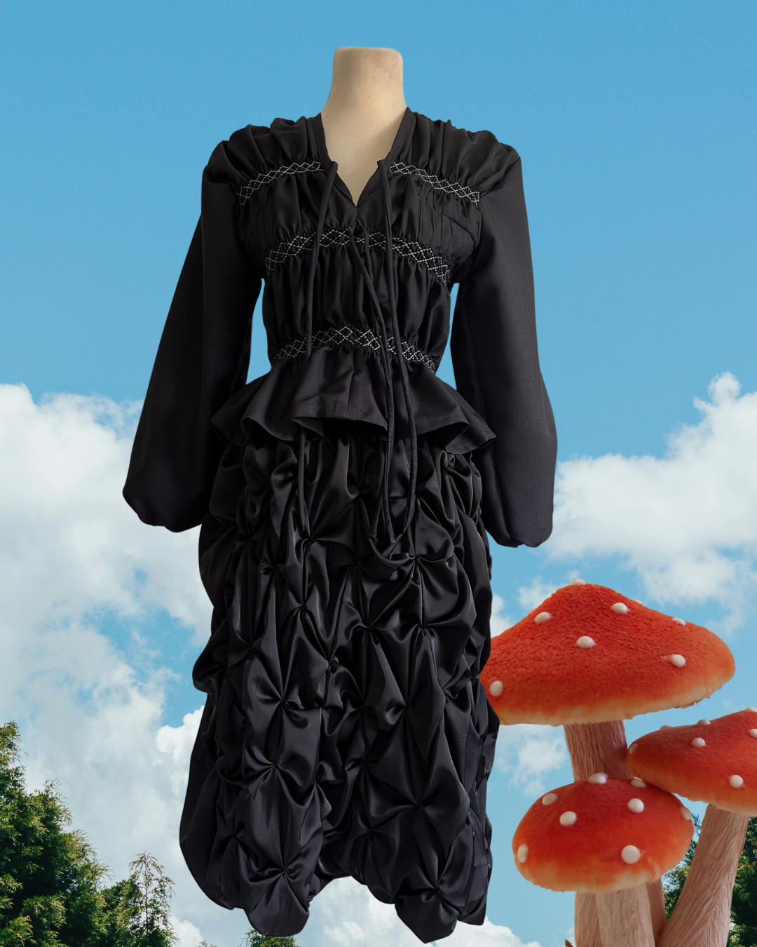 pucker skirt - midi, black