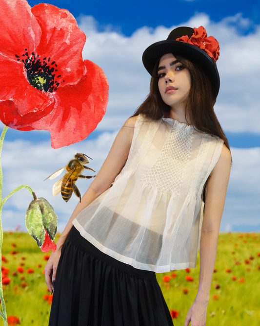 bighani bib top - silk cocoon