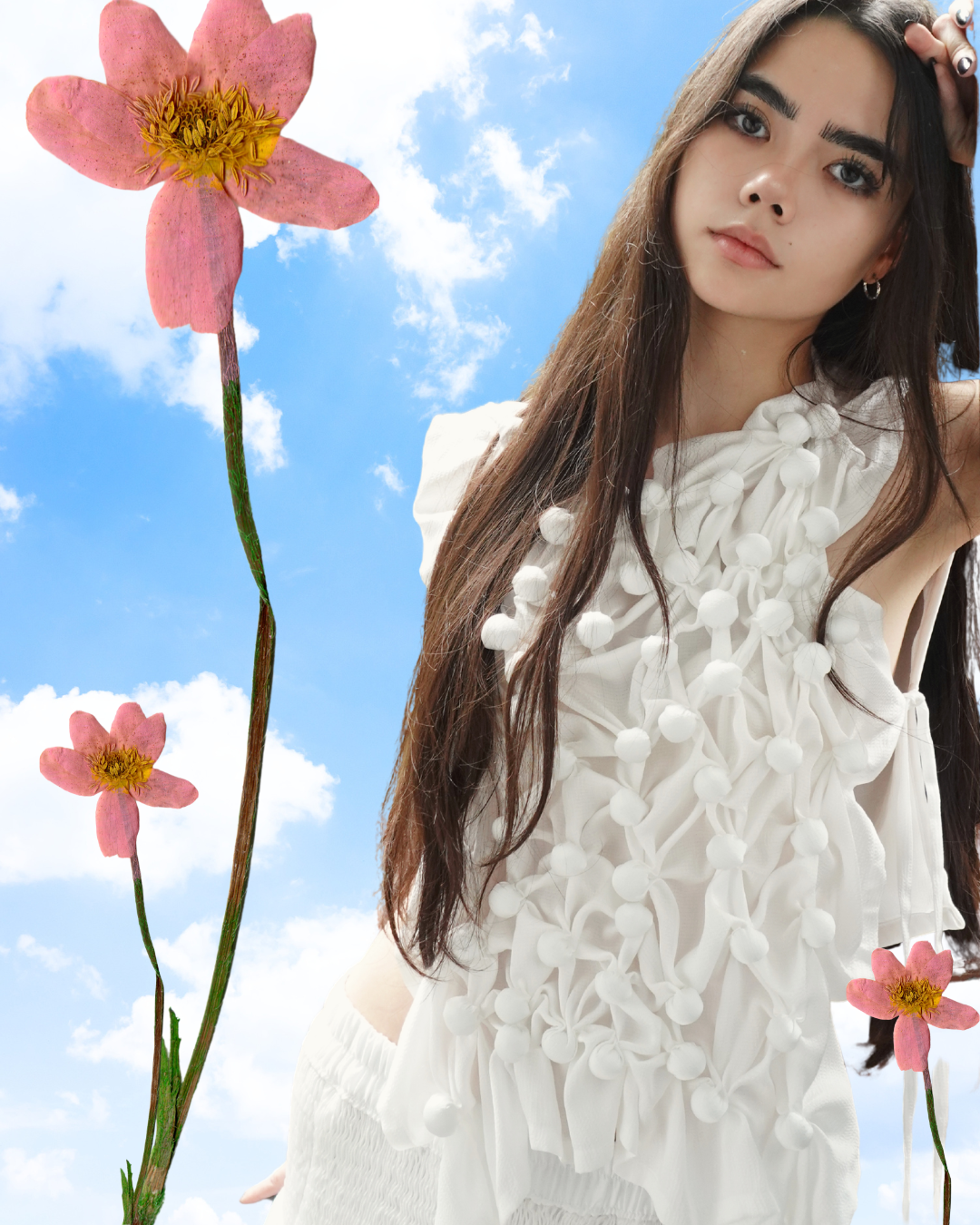 bubble bib top - textured white satin
