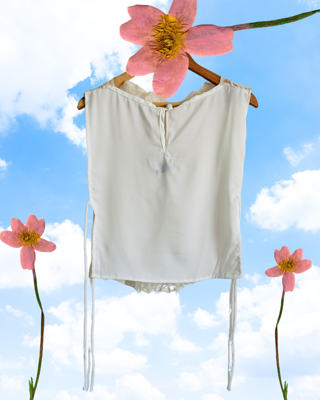 bubble bib top - textured white satin