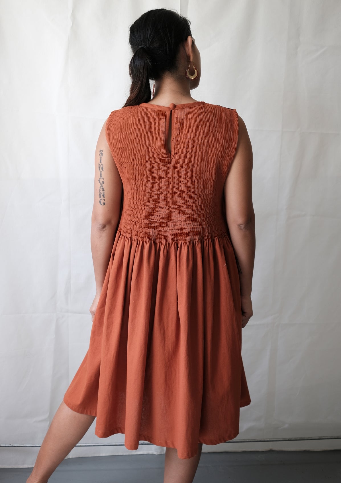 verena bib dress - rust