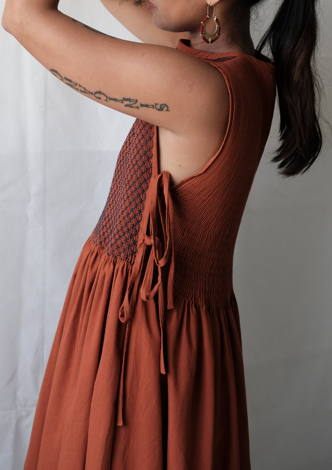 verena bib dress - rust